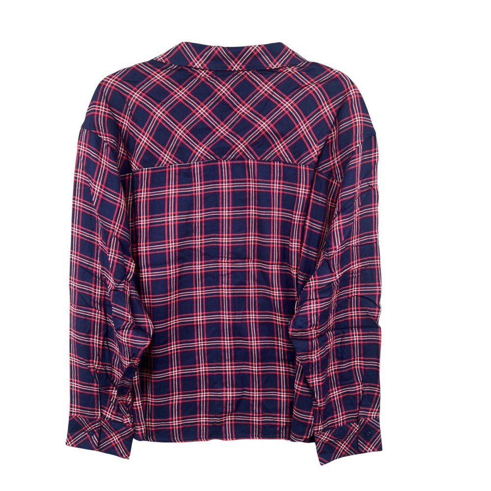 Zac & Rachel Plaid Button Down Shirt Size 2X Navy Red Rayon Lightweight NWT - Picture 3 of 10